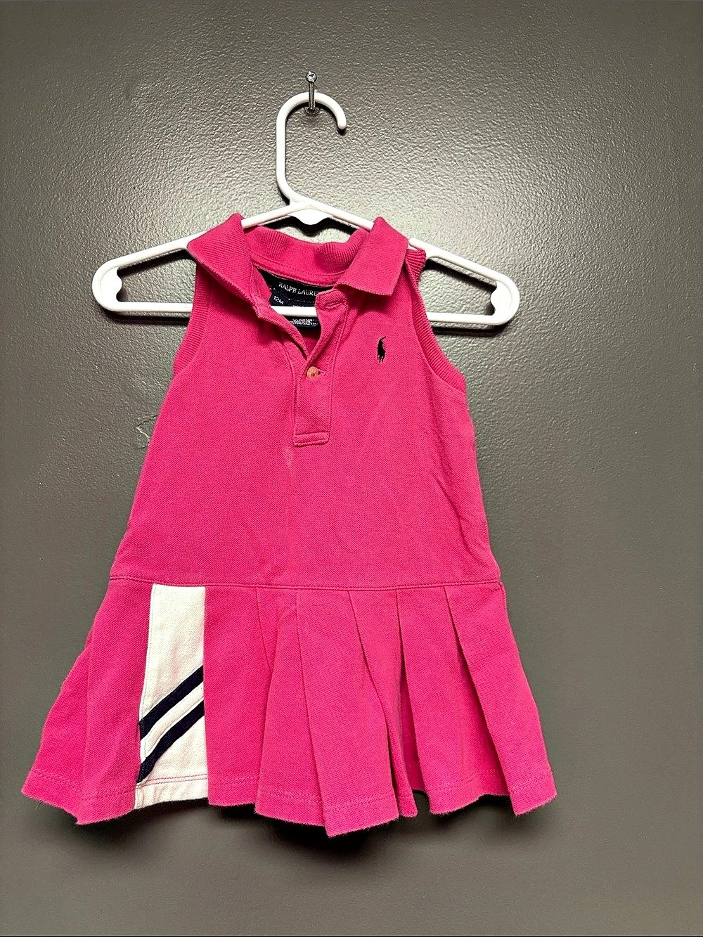 Ralph Lauren Baby Pink Polo Dress 12M Like New